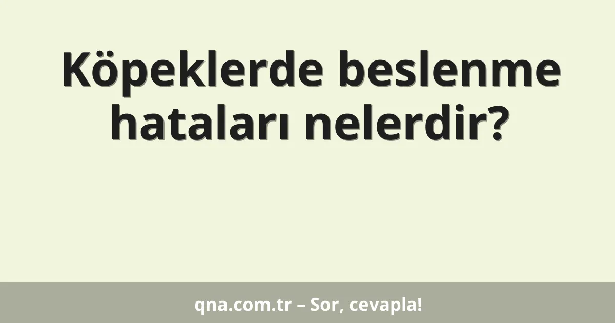 Köpeklerde beslenme hataları nelerdir?