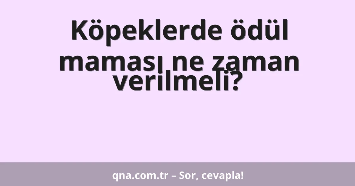 Köpeklerde ödül maması ne zaman verilmeli?