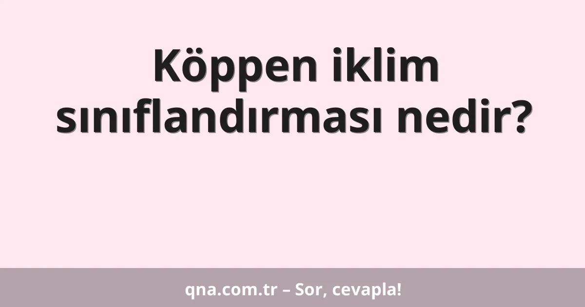 Köppen iklim sınıflandırması nedir?
