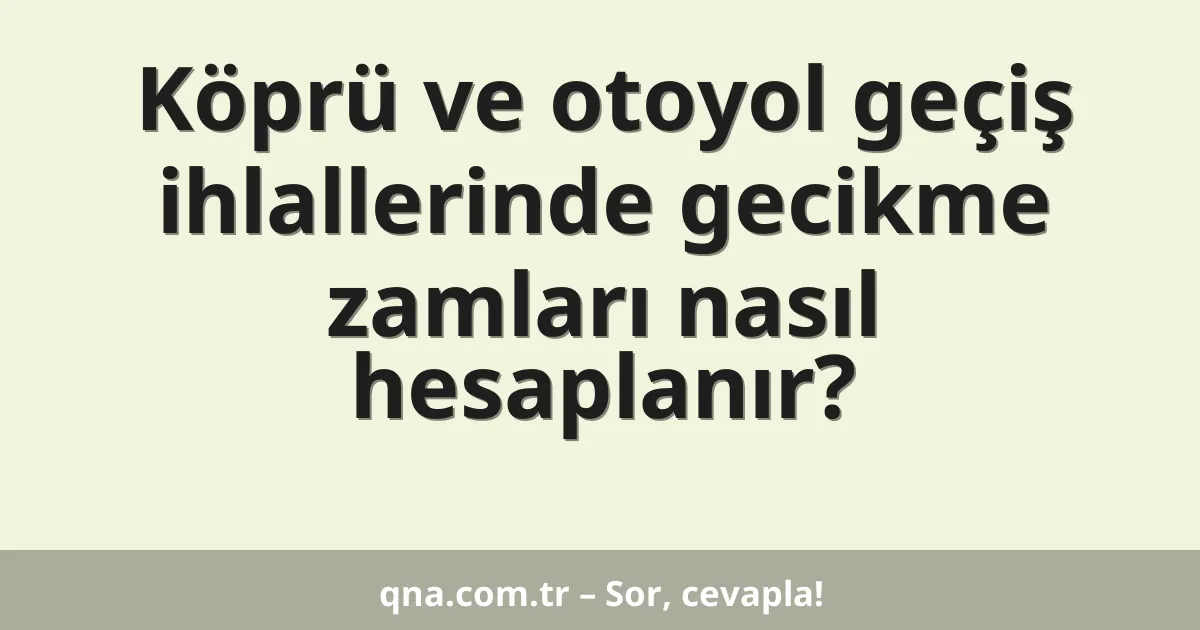 Köprü ve otoyol geçiş ihlallerinde gecikme zamları nasıl hesaplanır?