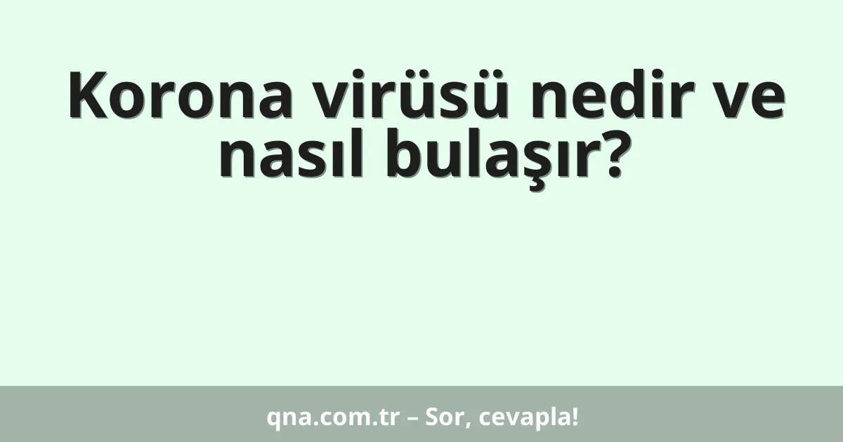 Korona virüsü nedir ve nasıl bulaşır?