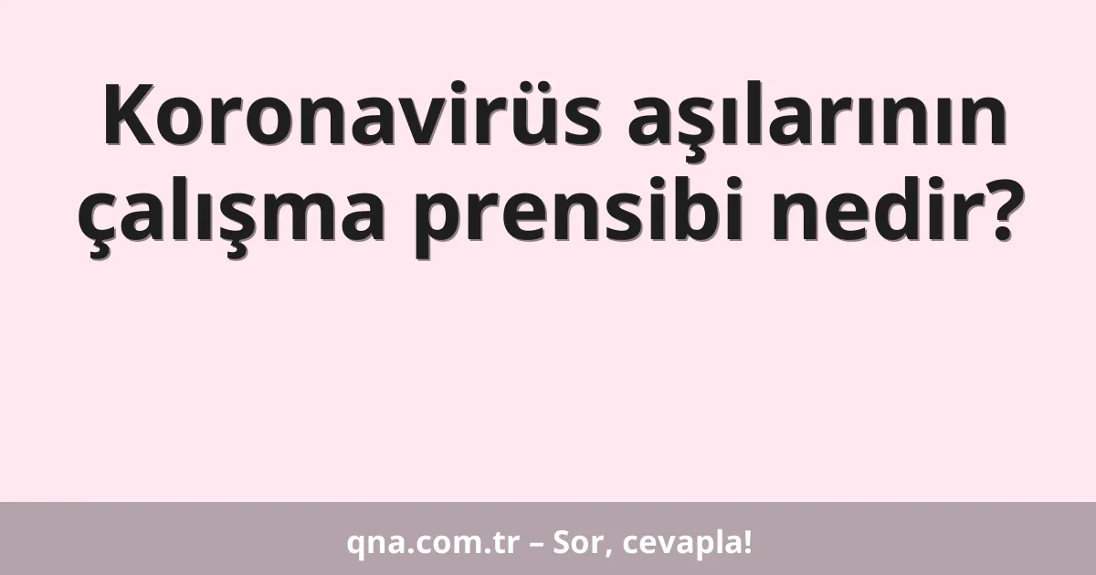 Koronavirüs aşılarının çalışma prensibi nedir?