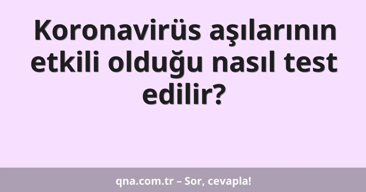 Koronavirüs aşılarının etkili olduğu nasıl test edilir?