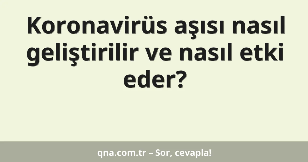 Koronavirüs aşısı nasıl geliştirilir ve nasıl etki eder?