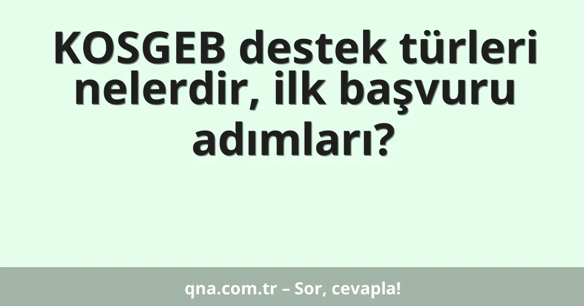 KOSGEB destek türleri nelerdir, ilk başvuru adımları?