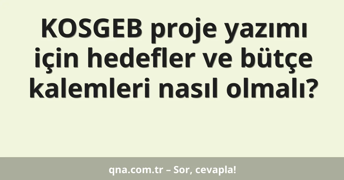KOSGEB proje yazımı için hedefler ve bütçe kalemleri nasıl olmalı?