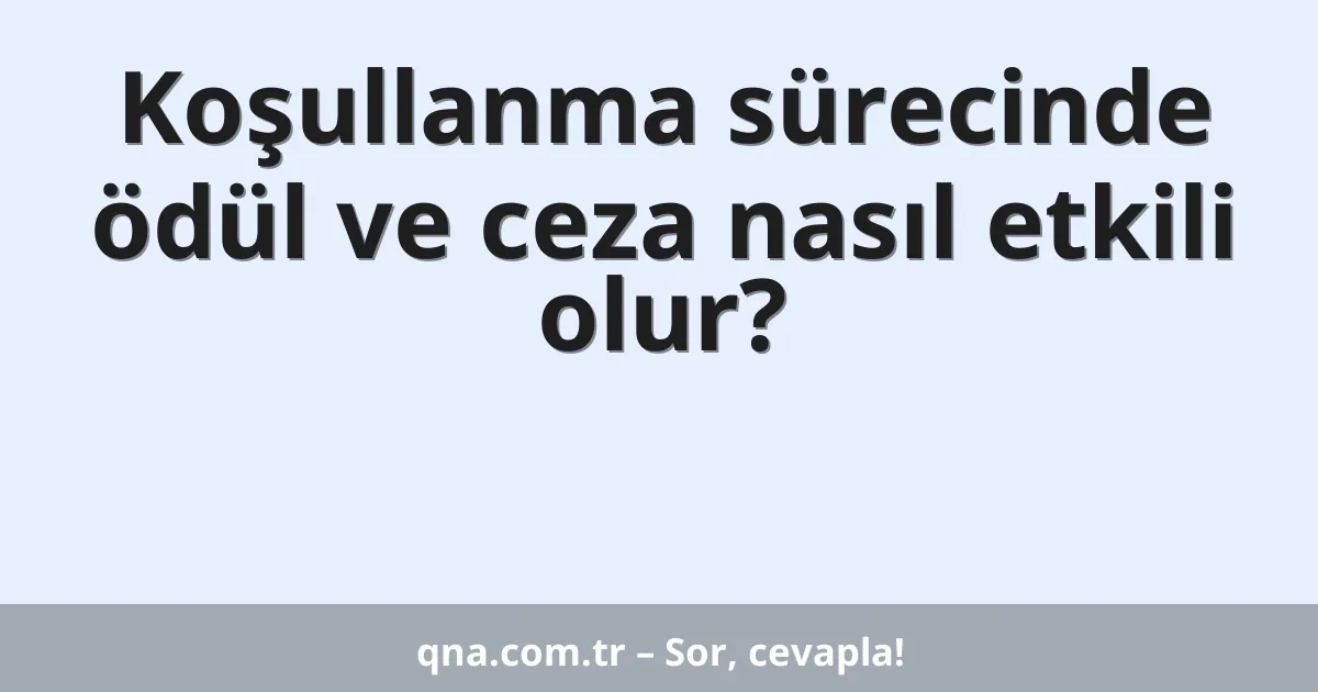 Koşullanma sürecinde ödül ve ceza nasıl etkili olur?