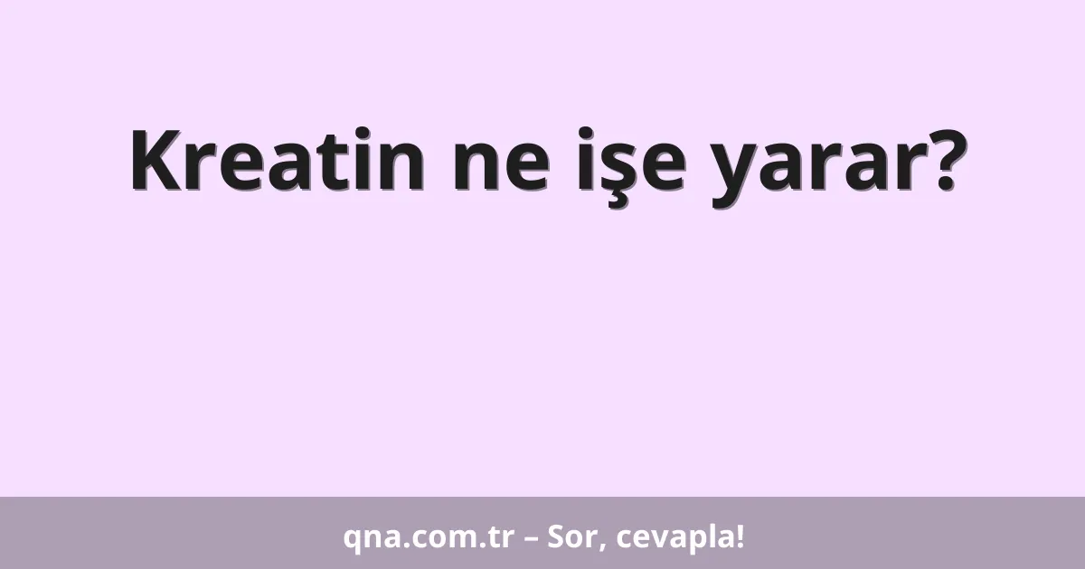 Kreatin ne işe yarar?
