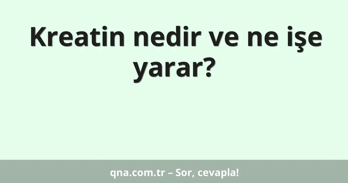 Kreatin nedir ve ne işe yarar?