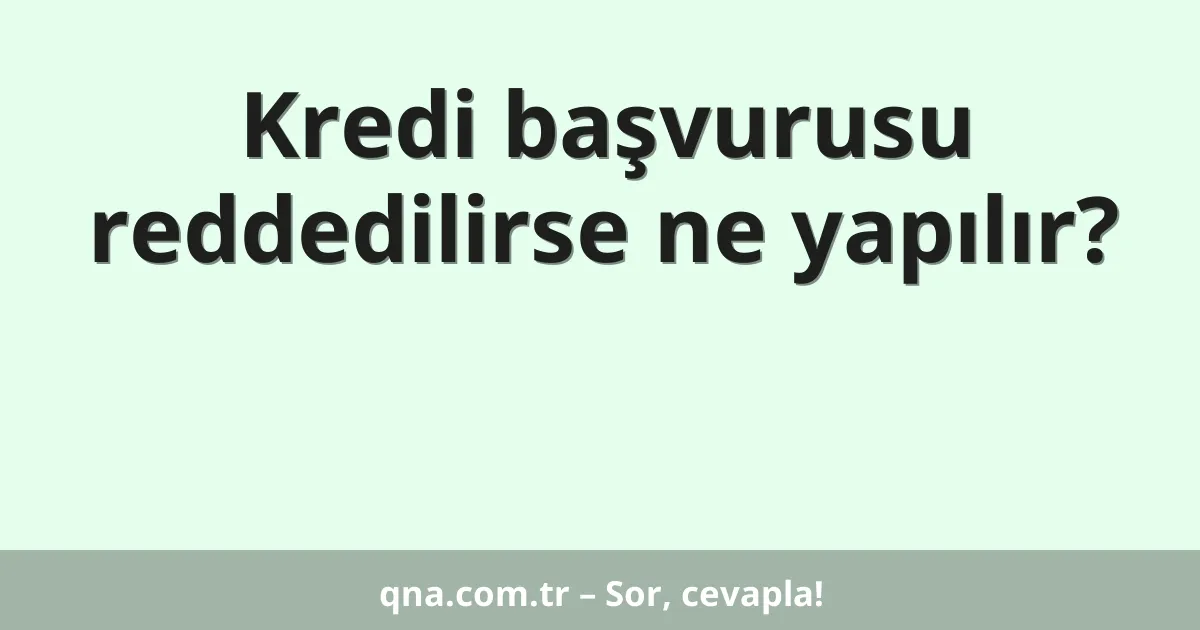Kredi başvurusu reddedilirse ne yapılır?