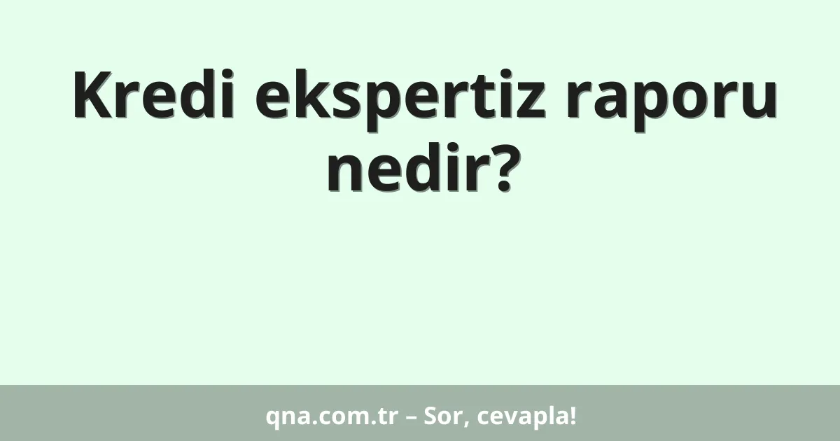 Kredi ekspertiz raporu nedir?