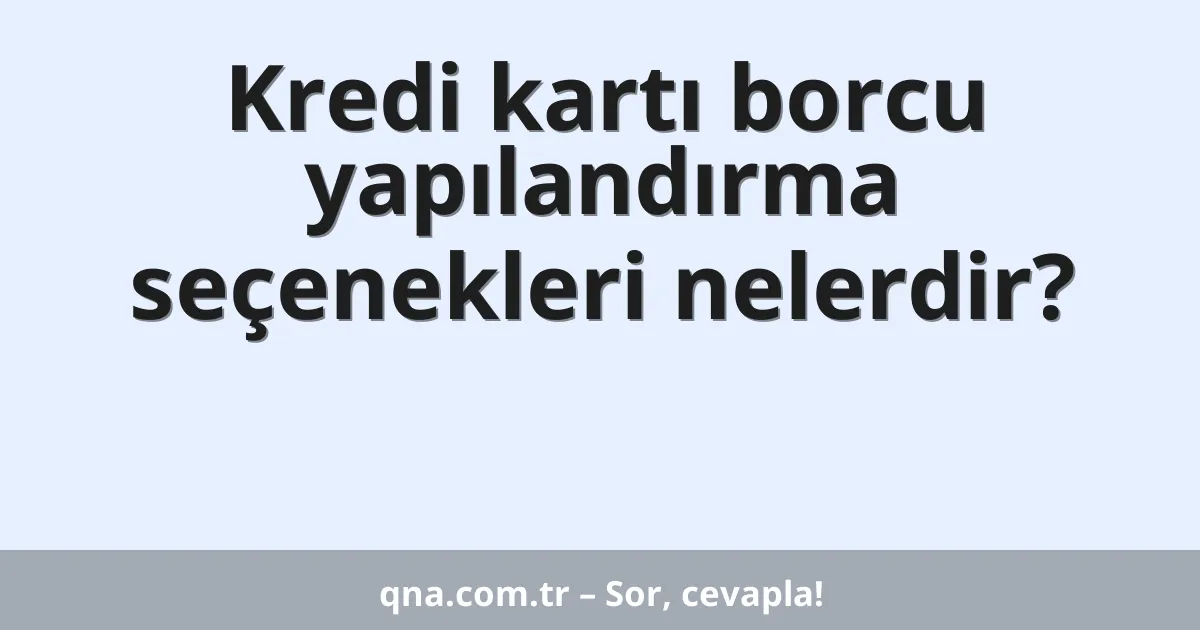 Kredi kartı borcu yapılandırma seçenekleri nelerdir?