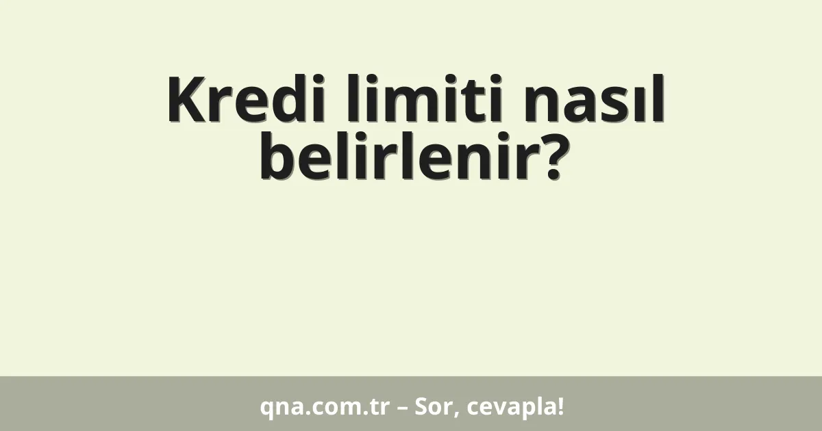 Kredi limiti nasıl belirlenir?