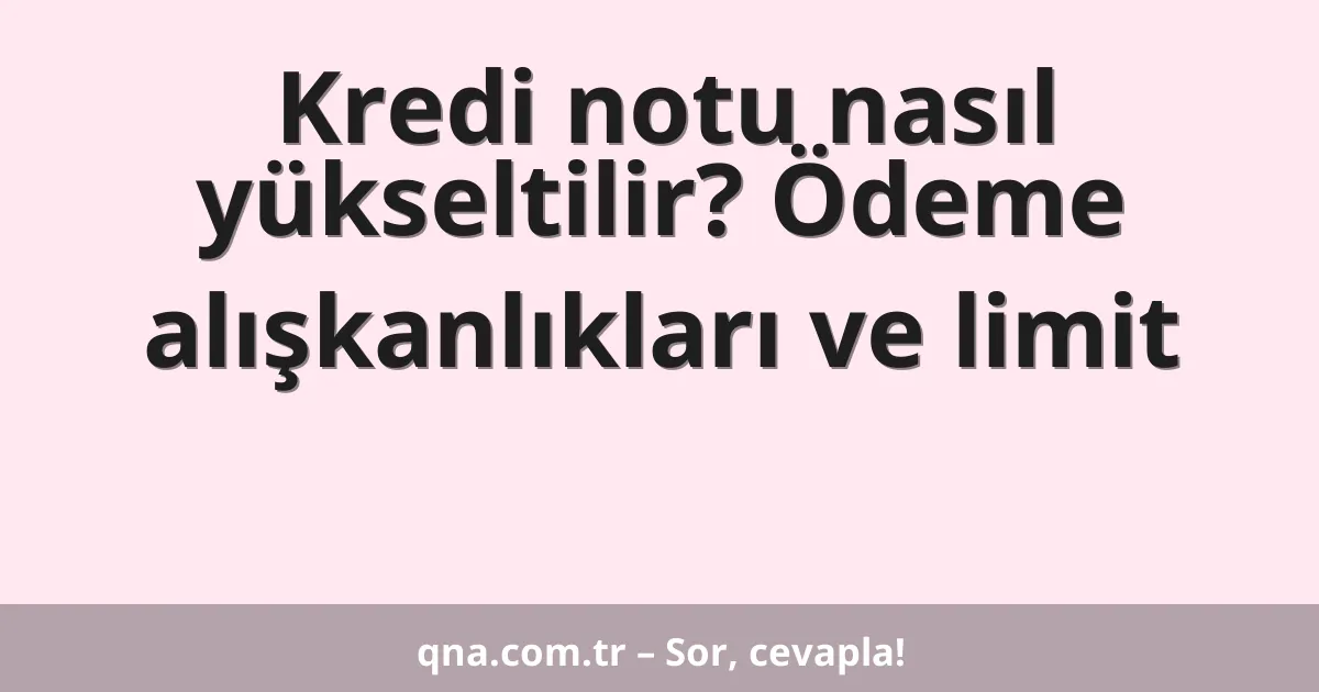 Kredi notu nasıl yükseltilir? Ödeme alışkanlıkları ve limit