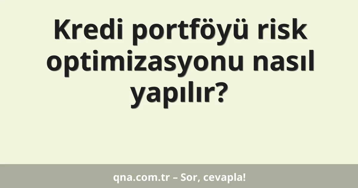 Kredi portföyü risk optimizasyonu nasıl yapılır?