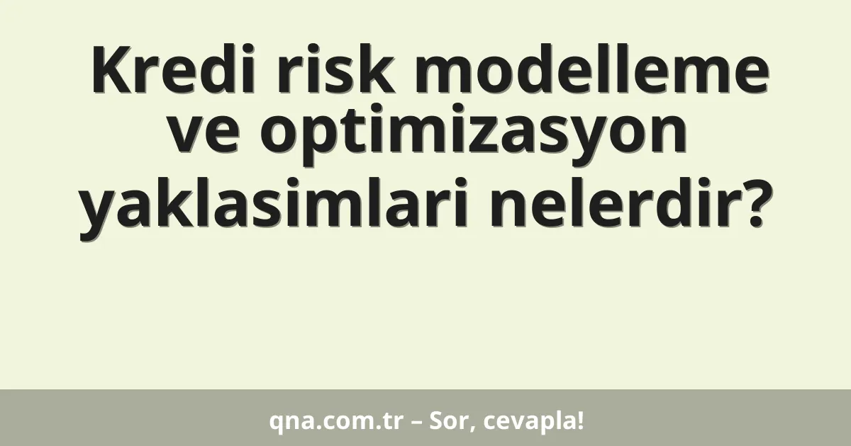 Kredi risk modelleme ve optimizasyon yaklasimlari nelerdir?