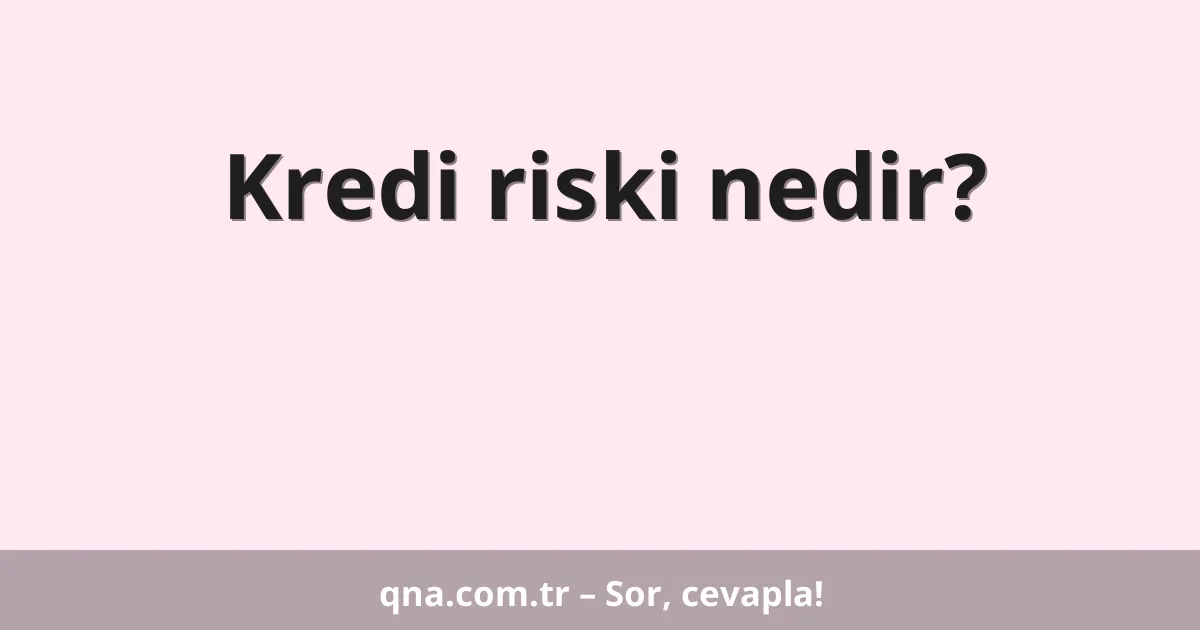 Kredi riski nedir?