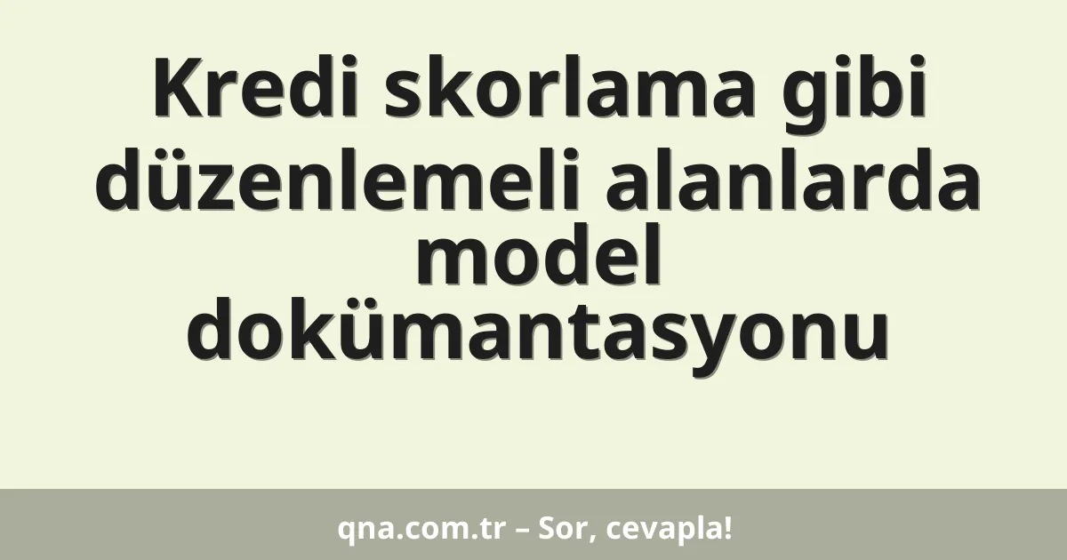 Kredi skorlama gibi düzenlemeli alanlarda model dokümantasyonu