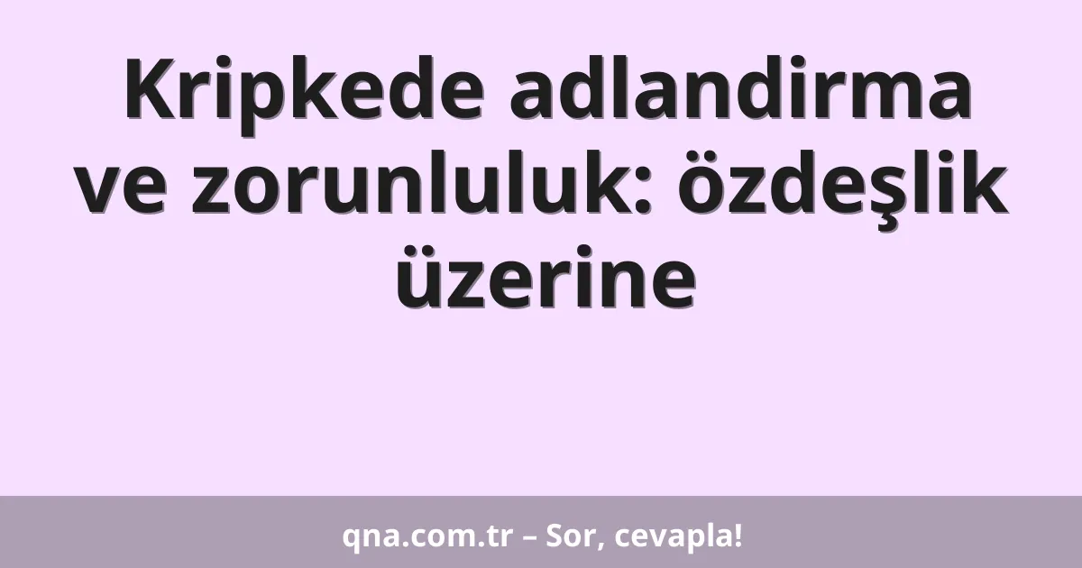 Kripkede adlandirma ve zorunluluk: özdeşlik üzerine