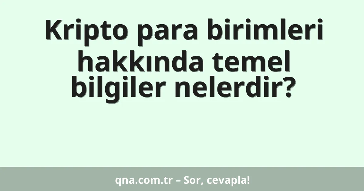 Kripto para birimleri hakkında temel bilgiler nelerdir?
