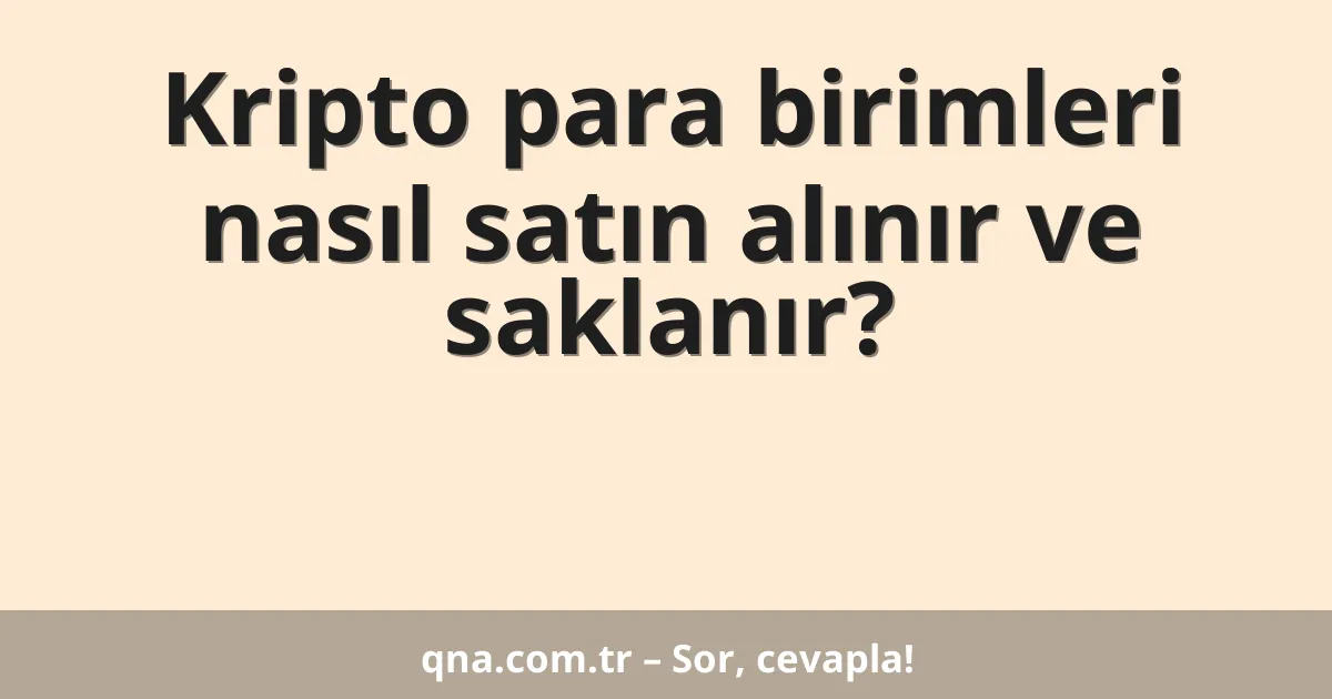 Kripto para birimleri nasıl satın alınır ve saklanır?