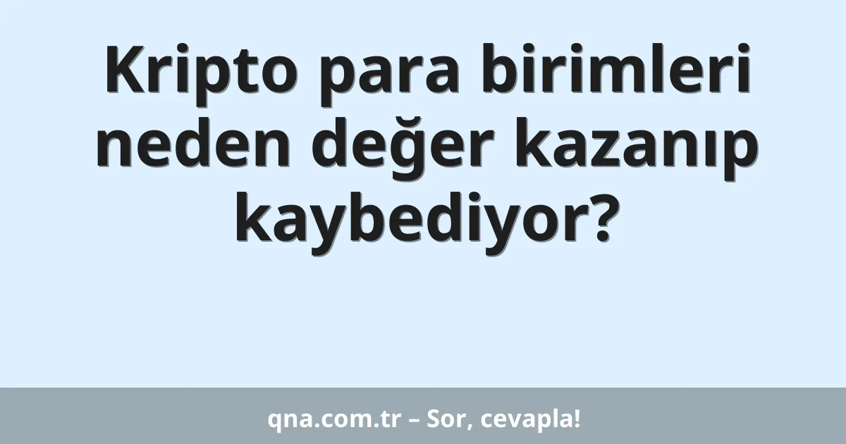 Kripto para birimleri neden değer kazanıp kaybediyor?