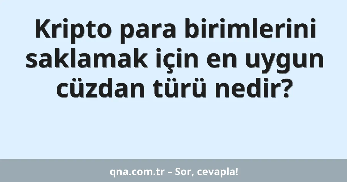 Kripto para birimlerini saklamak için en uygun cüzdan türü nedir?