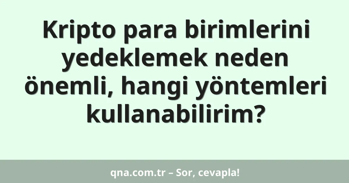 Kripto para birimlerini yedeklemek neden önemli, hangi yöntemleri kullanabilirim?