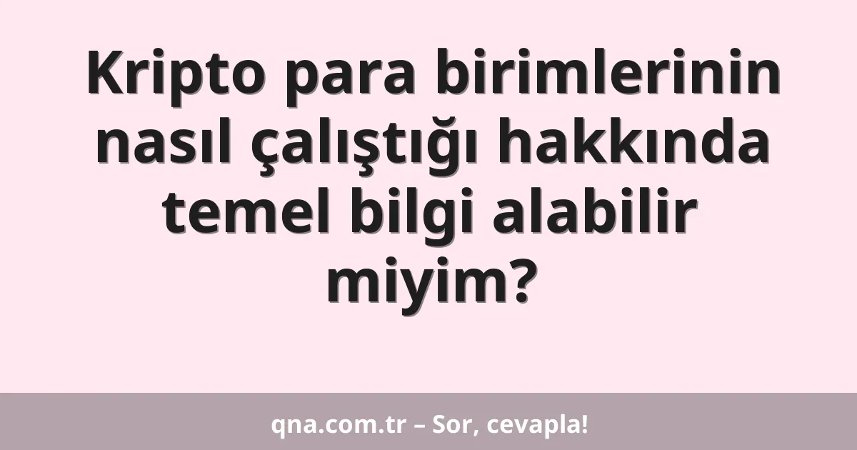 Kripto para birimlerinin nasıl çalıştığı hakkında temel bilgi alabilir miyim?
