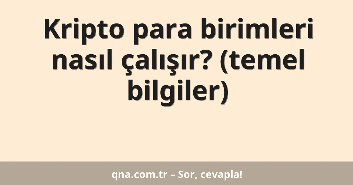 Kripto para birimlerinin nasıl çalıştığı hakkında temel bilgiler nelerdir?