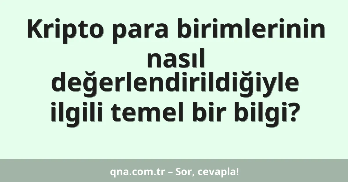 Kripto para birimlerinin nasıl değerlendirildiğiyle ilgili temel bir bilgi?