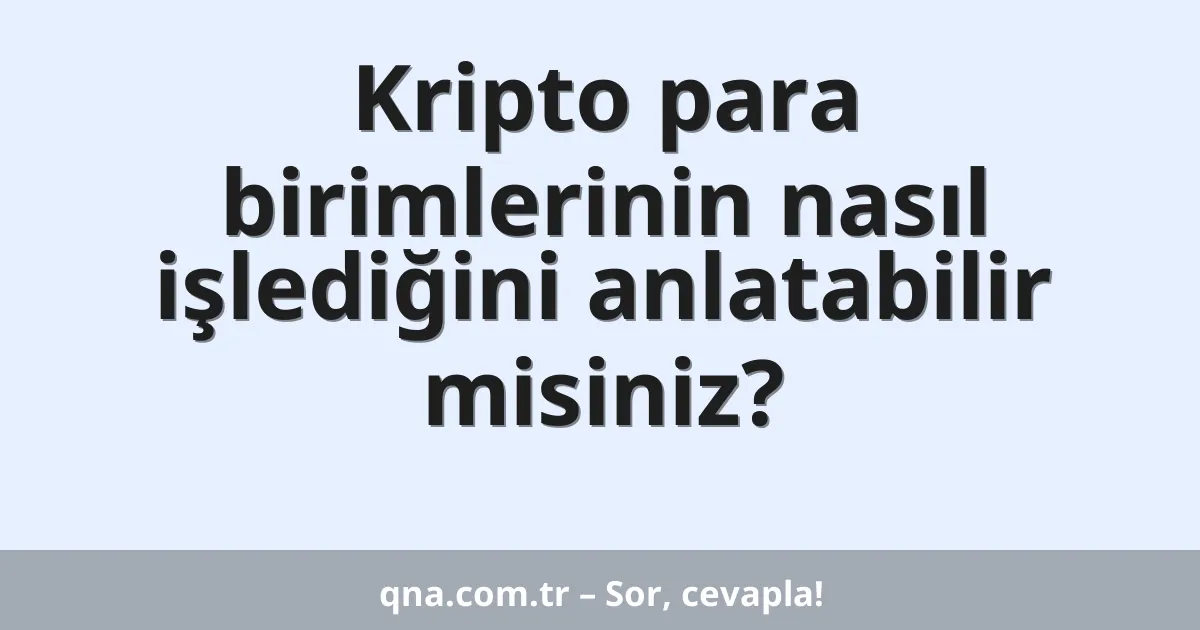Kripto para birimlerinin nasıl işlediğini anlatabilir misiniz?