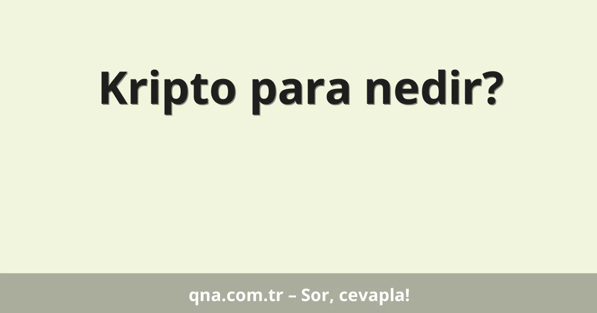 Kripto para nedir?