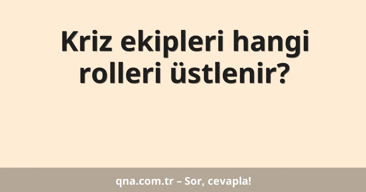 Kriz ekipleri hangi rolleri üstlenir?