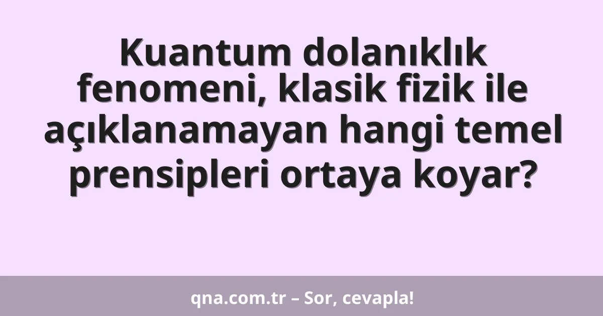 Kuantum dolanıklık fenomeni, klasik fizik ile açıklanamayan hangi temel prensipleri ortaya koyar?