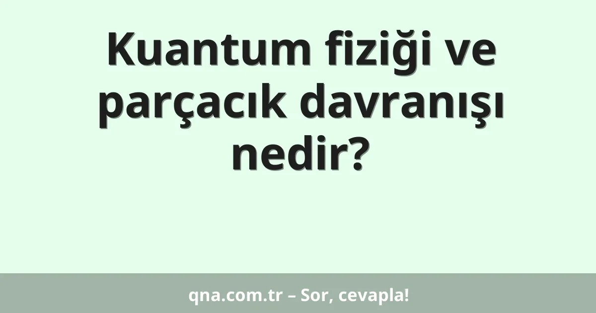 Kuantum fiziği ve parçacık davranışı nedir?