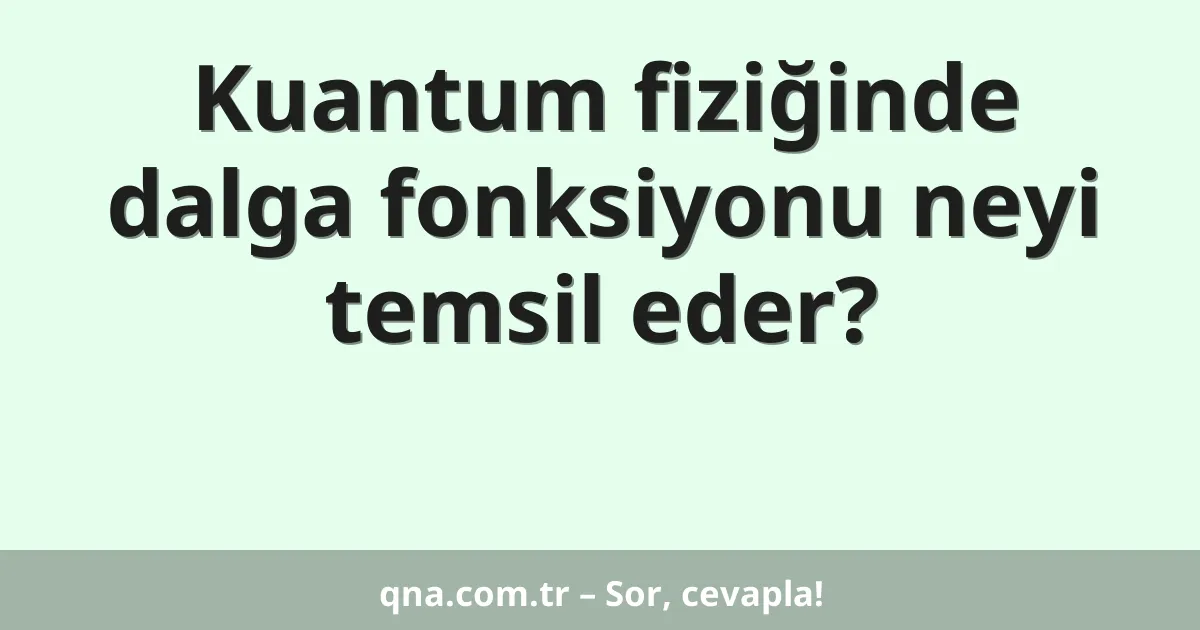 Kuantum fiziğinde dalga fonksiyonu neyi temsil eder?