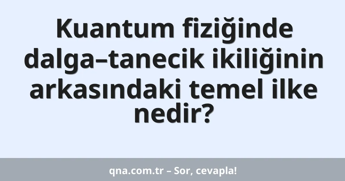 Kuantum fiziğinde dalga–tanecik ikiliğinin arkasındaki temel ilke nedir?