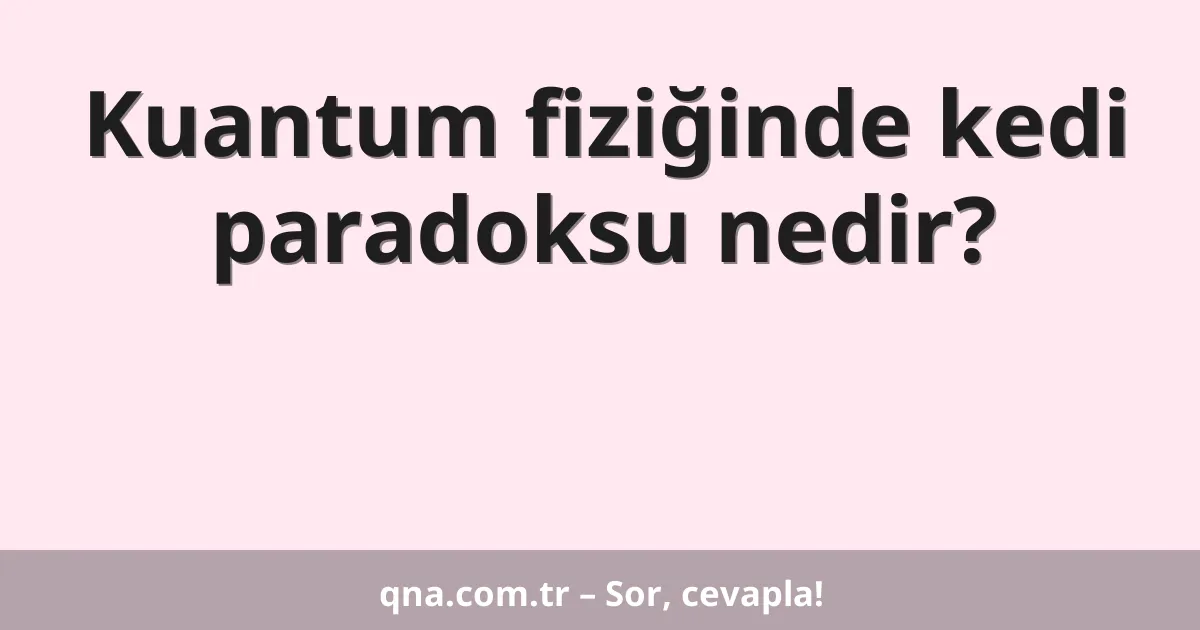 Kuantum fiziğinde kedi paradoksu nedir?