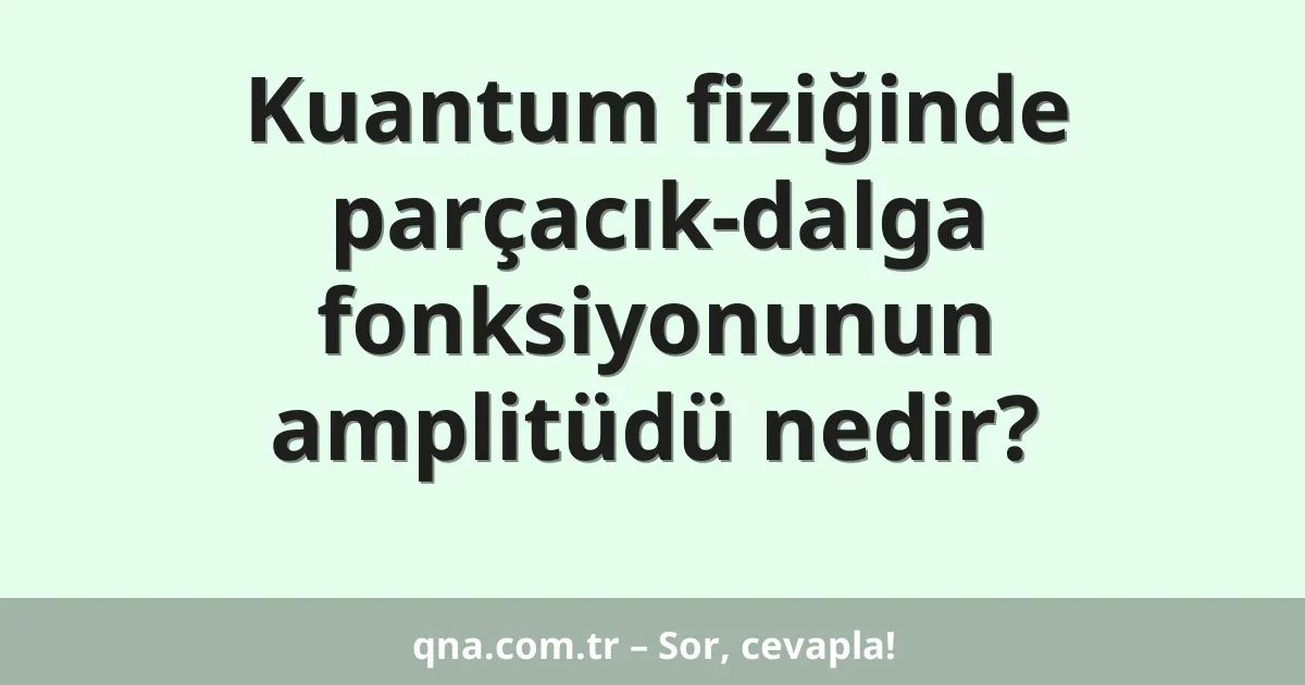Kuantum fiziğinde parçacık-dalga fonksiyonunun amplitüdü nedir?