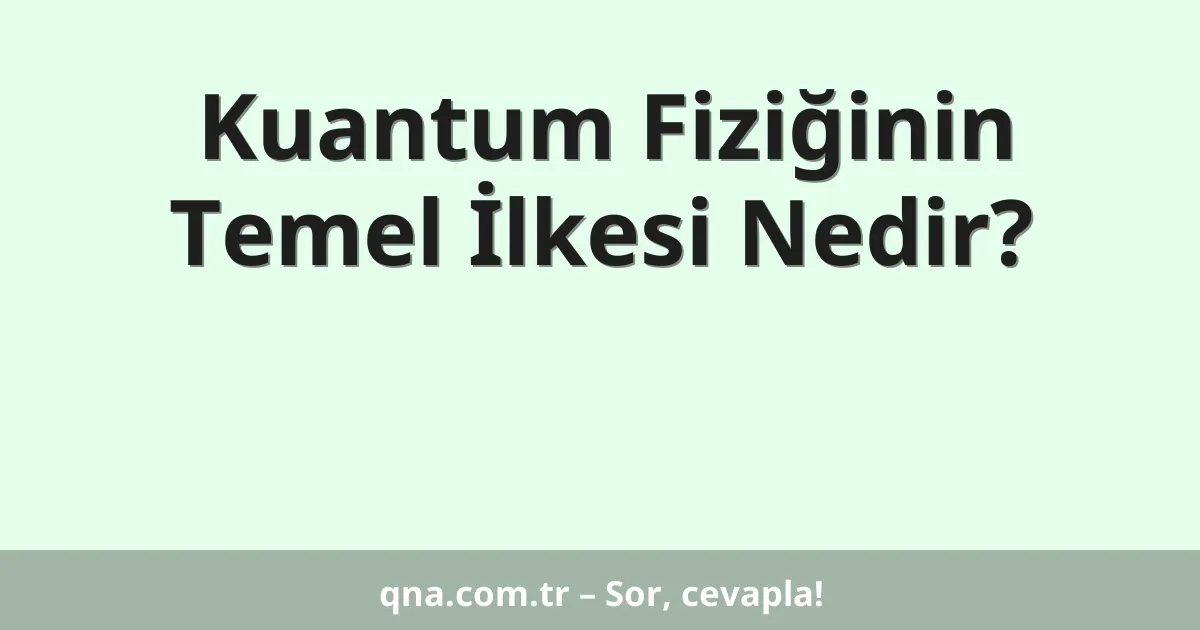 Kuantum Fiziğinin Temel İlkesi Nedir?