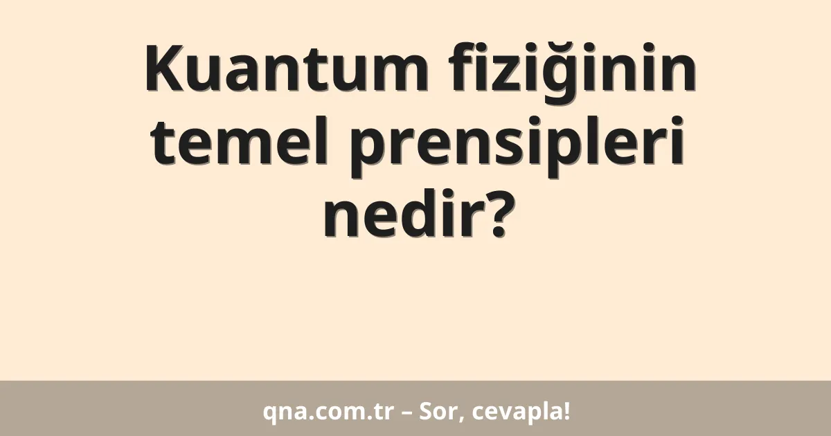 Kuantum fiziğinin temel prensipleri nedir?