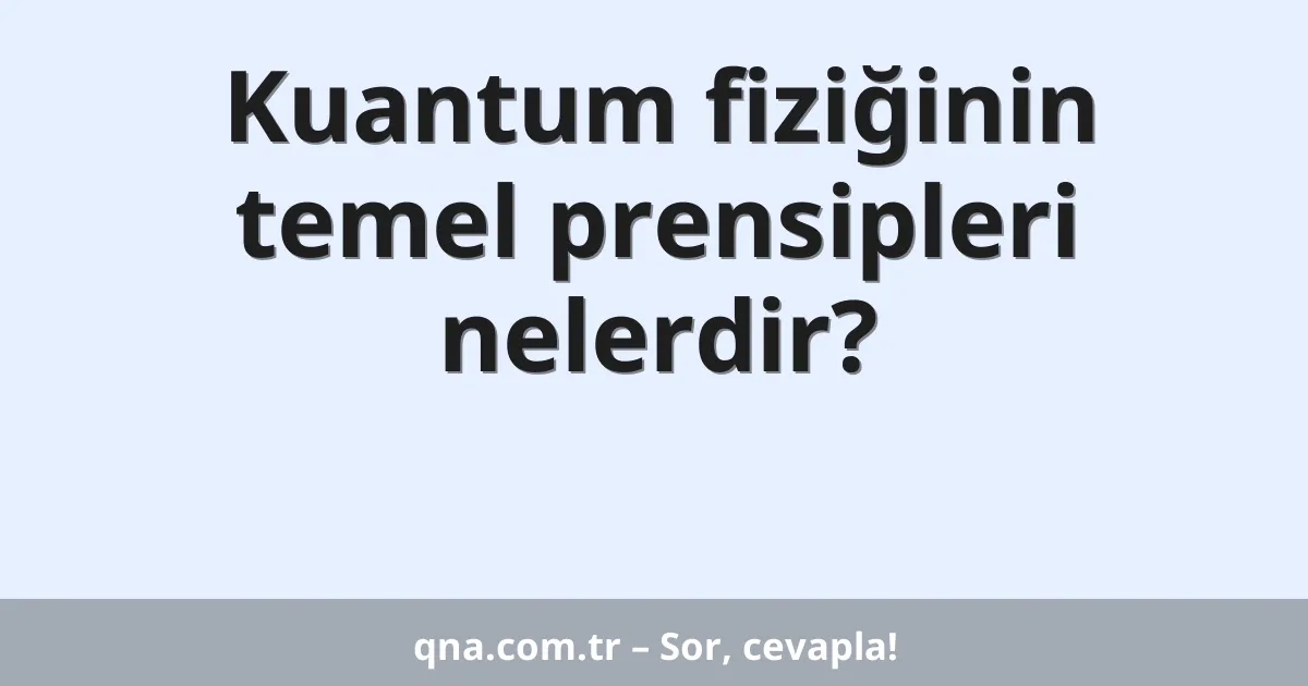 Kuantum fiziğinin temel prensipleri nelerdir?