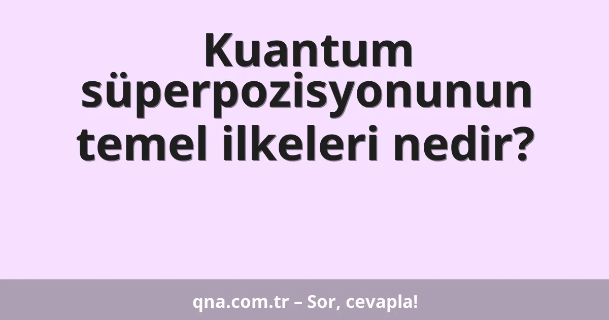 Kuantum süperpozisyonunun temel ilkeleri nedir?