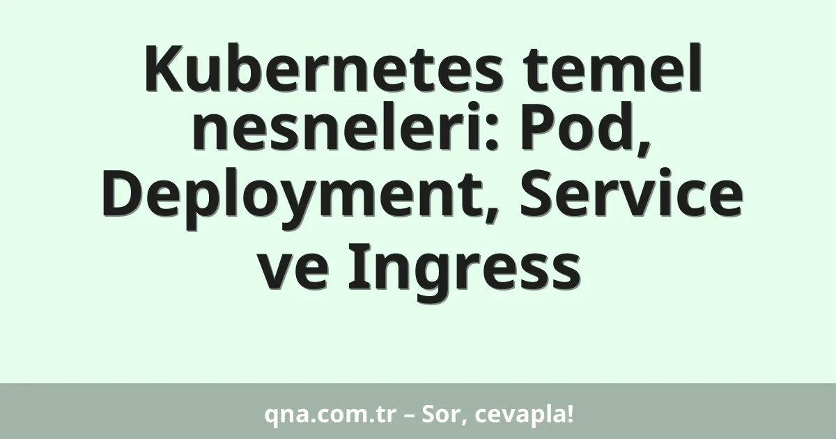 Kubernetes temel nesneleri: Pod, Deployment, Service ve Ingress