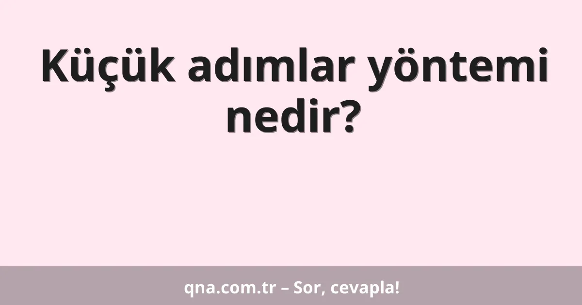 Küçük adımlar yöntemi nedir?