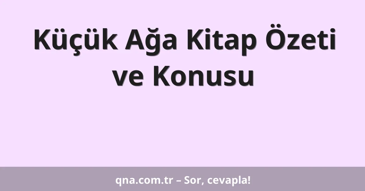Küçük Ağa Kitap Özeti ve Konusu