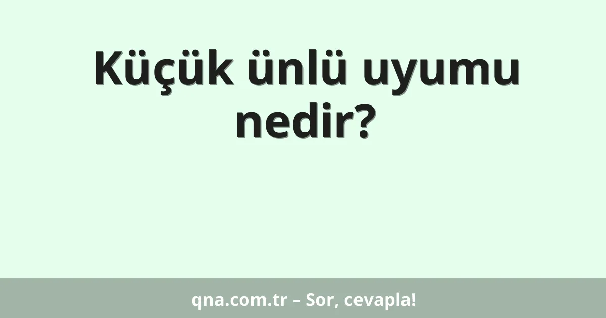 Küçük ünlü uyumu nedir?