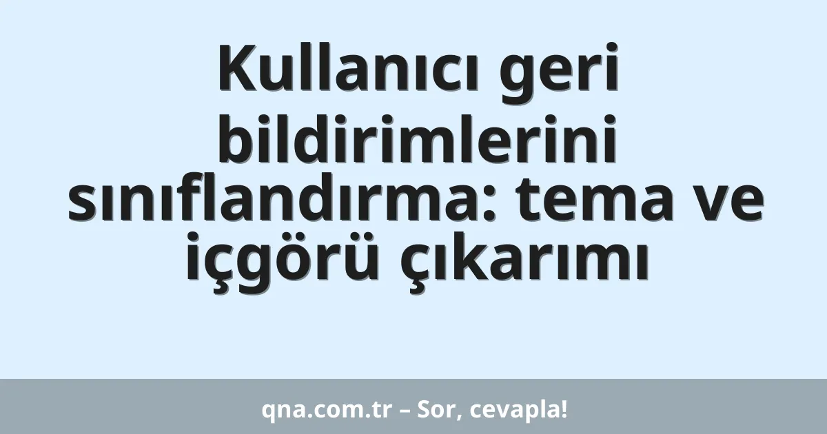 Kullanıcı geri bildirimlerini sınıflandırma: tema ve içgörü çıkarımı