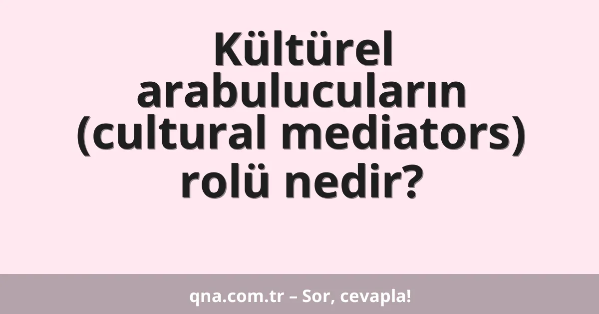 Kültürel arabulucuların (cultural mediators) rolü nedir?